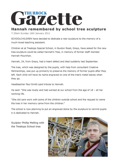 2011 - Essex Gazette - Tree of Memories